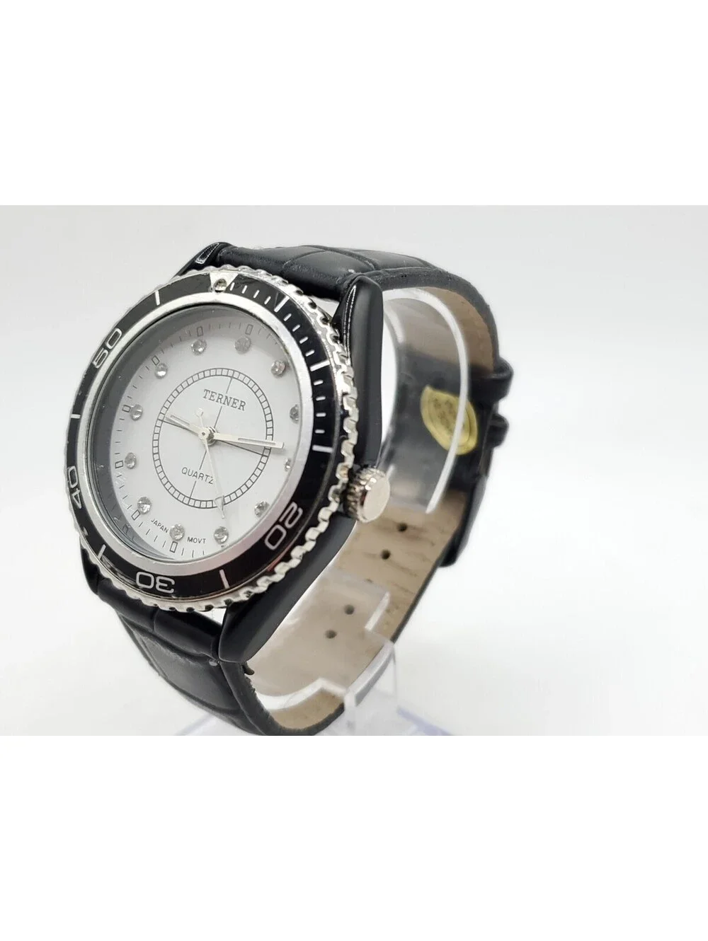 Bijoux Terner Watch Mens New Battery White Dial Rotating Bezel 40mm